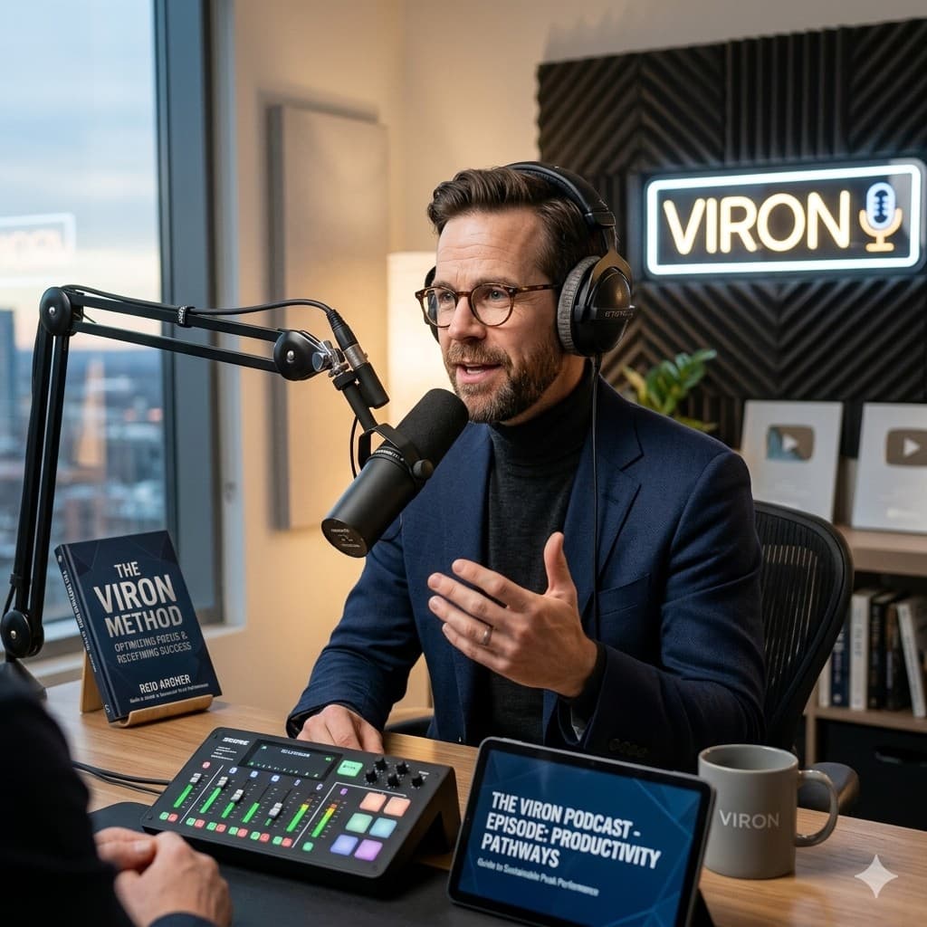 Reid Archer recording The VIRON Podcast